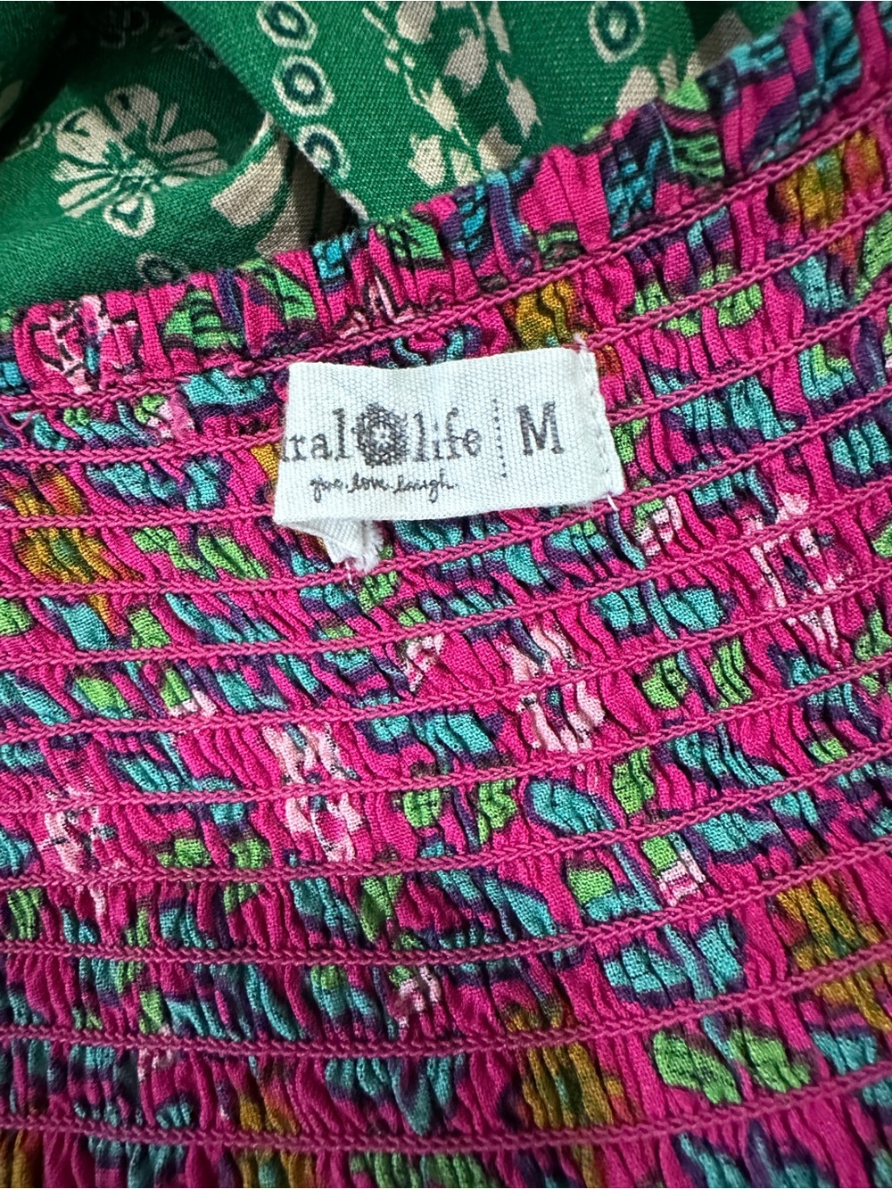 NATURAL LIFE Pink and Green Blocked Floral Mini Dress - Picture 3 of 4